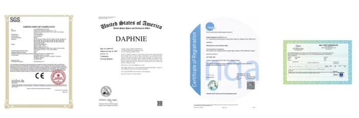 J W Auto Parts certifications including ISO9001, IATF16949, SGS testing, RoHS, and REACH